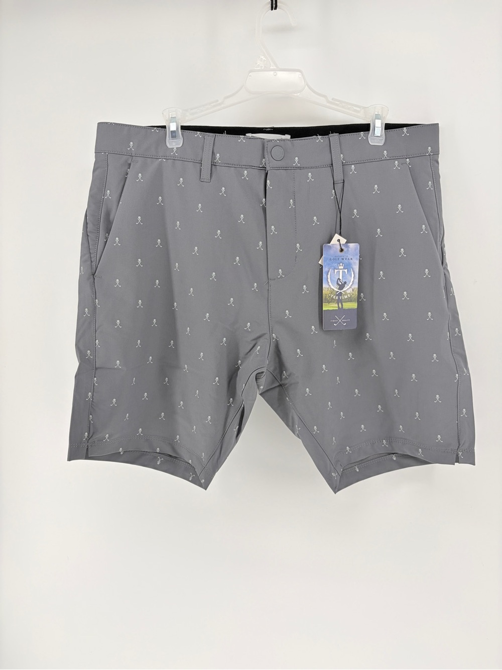 Men's Tee Time Performance Golf Shorts AOP Golf Club/Golf Ball UPF 50 Sz 34